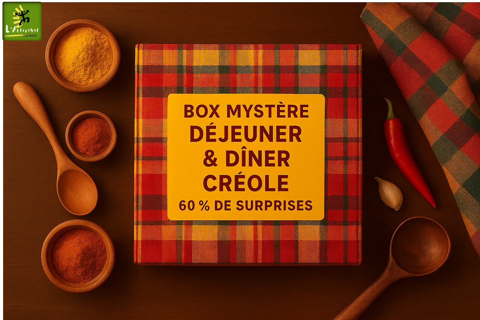 Box Mystère Déjeuner & Dîner Créole – 60 % de surprises, édition trimestrielle