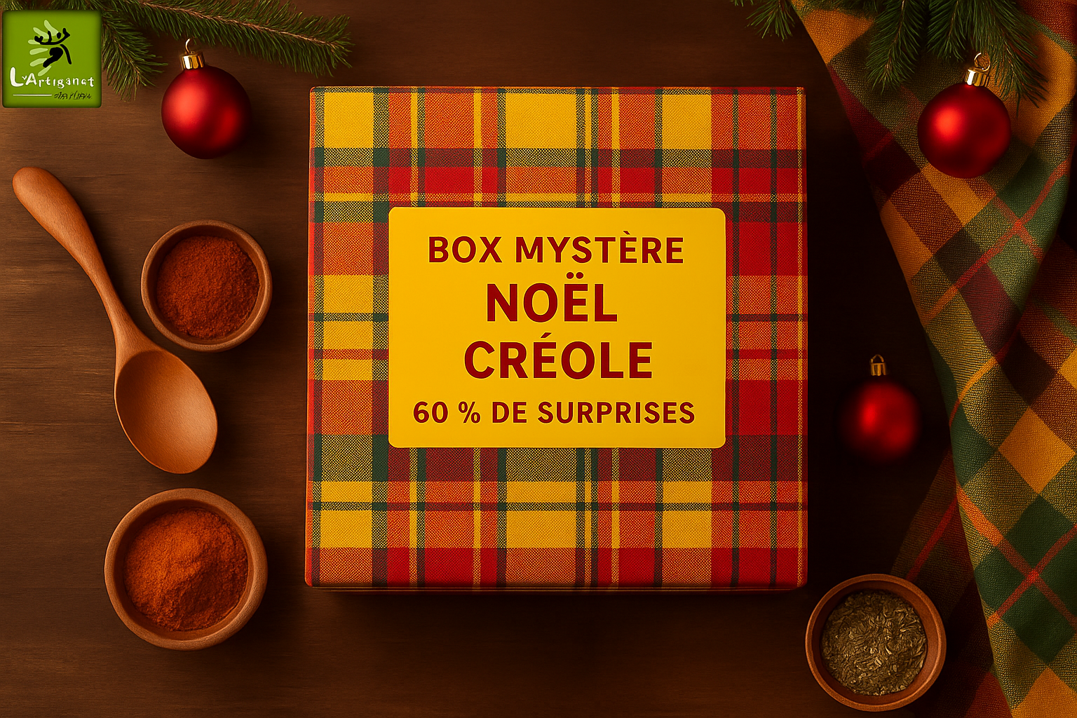 Box Mystère Noël Créole 60 % de surprises, édition trimestrielle