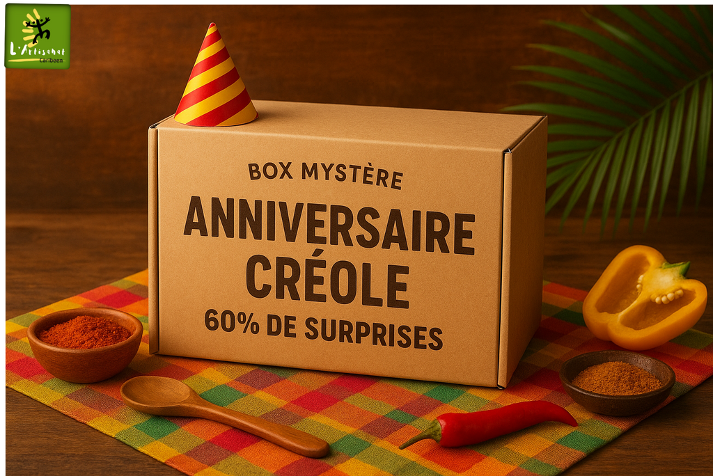 Box Mystère Anniversaire  Créole 60 % de surprises, édition trimestrielle