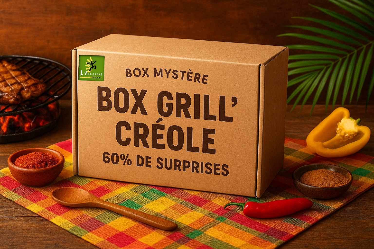 Box Mystère Box Grill’ Créole 60 % de surprises, édition trimestrielle