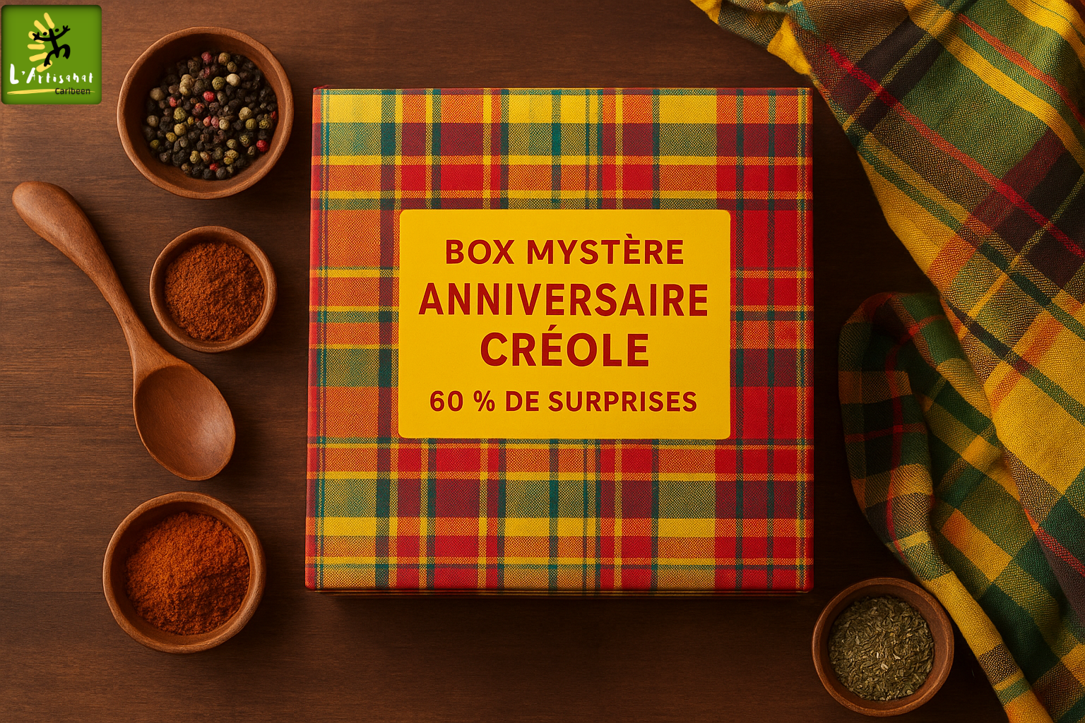 Box Mystère Anniversaire  Créole 60 % de surprises, édition trimestrielle